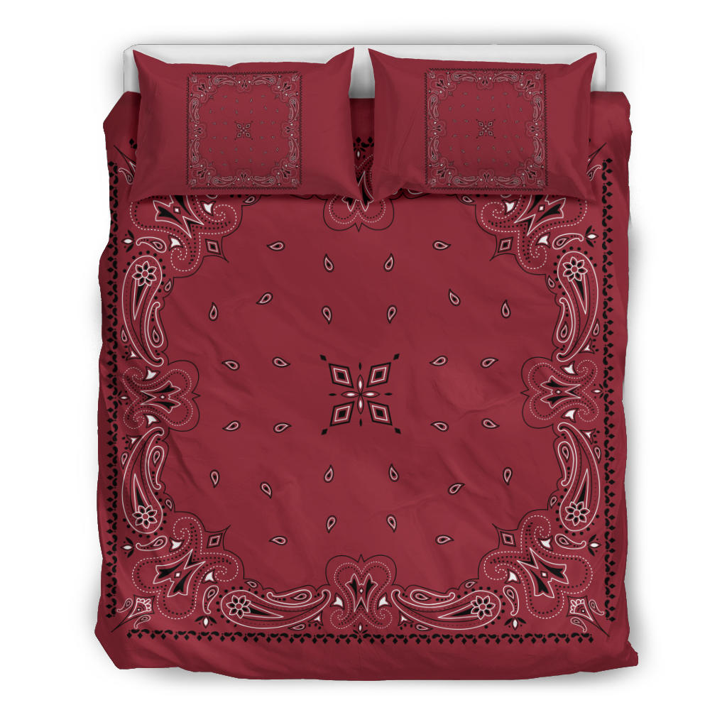 D3 Duvet Set - Traditional Maroon Bandana w Shams