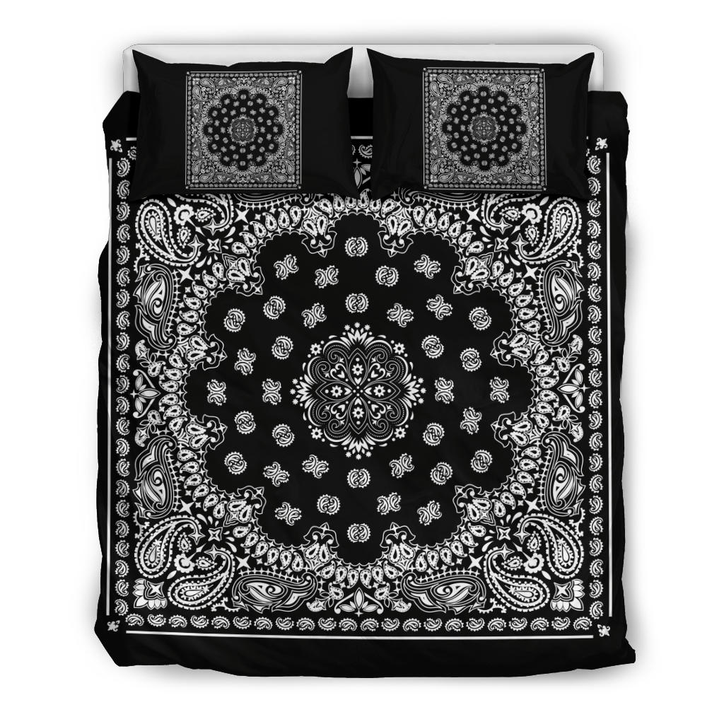 D4 Duvet Set - Black Traditional Bandana w Shams