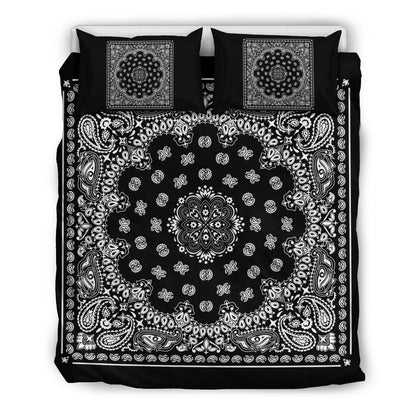 D4 Duvet Set - Black Traditional Bandana w Shams