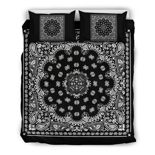 D4 Duvet Set - Black Traditional Bandana w Shams