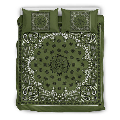 D4 Duvet Set - Traditional Army Green Bandana w Shams