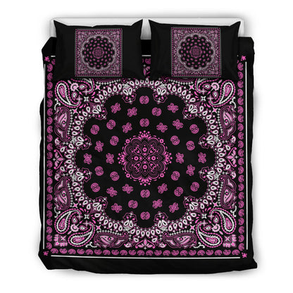 D4 Duvet Set - Black and Pink Bandana w Shams