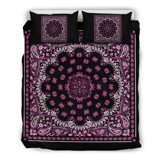 D4 Duvet Set - Black and Pink Bandana w Shams