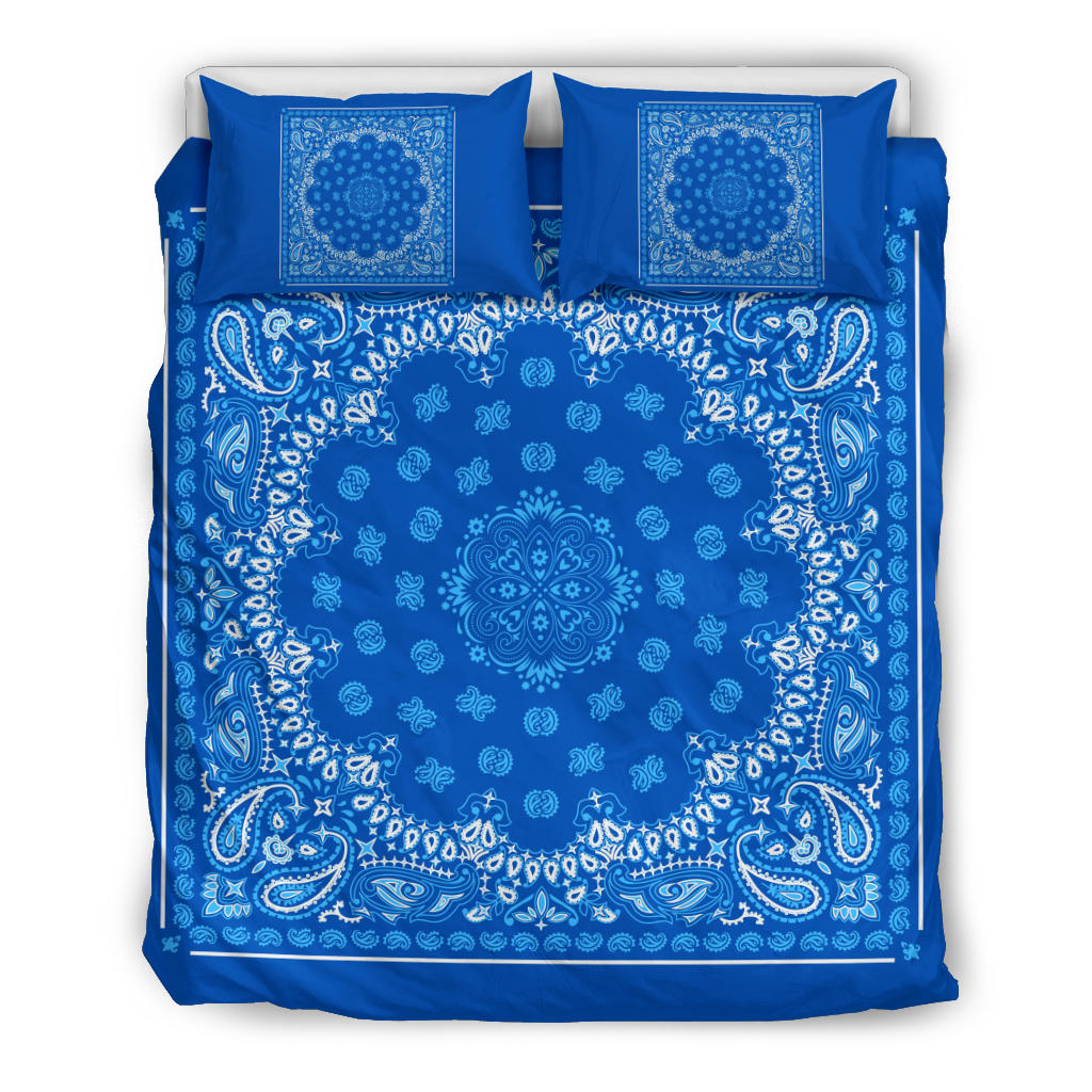 D4 Duvet Set Blue Lt Blue Bandana w Shams