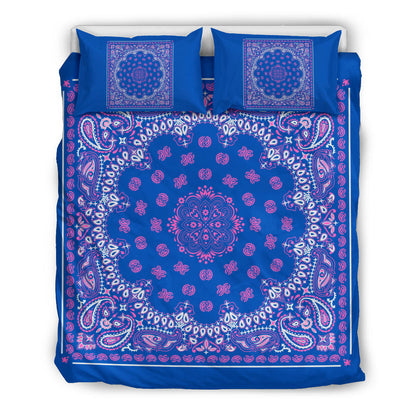 D4 Duvet Set - Blue and Pink Bandana w Shams