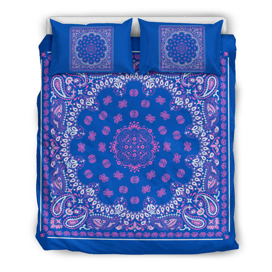 D4 Duvet Set - Blue and Pink Bandana w Shams