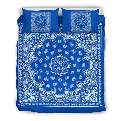 D4 Duvet Set Blue White Traditional Bandana w Shams