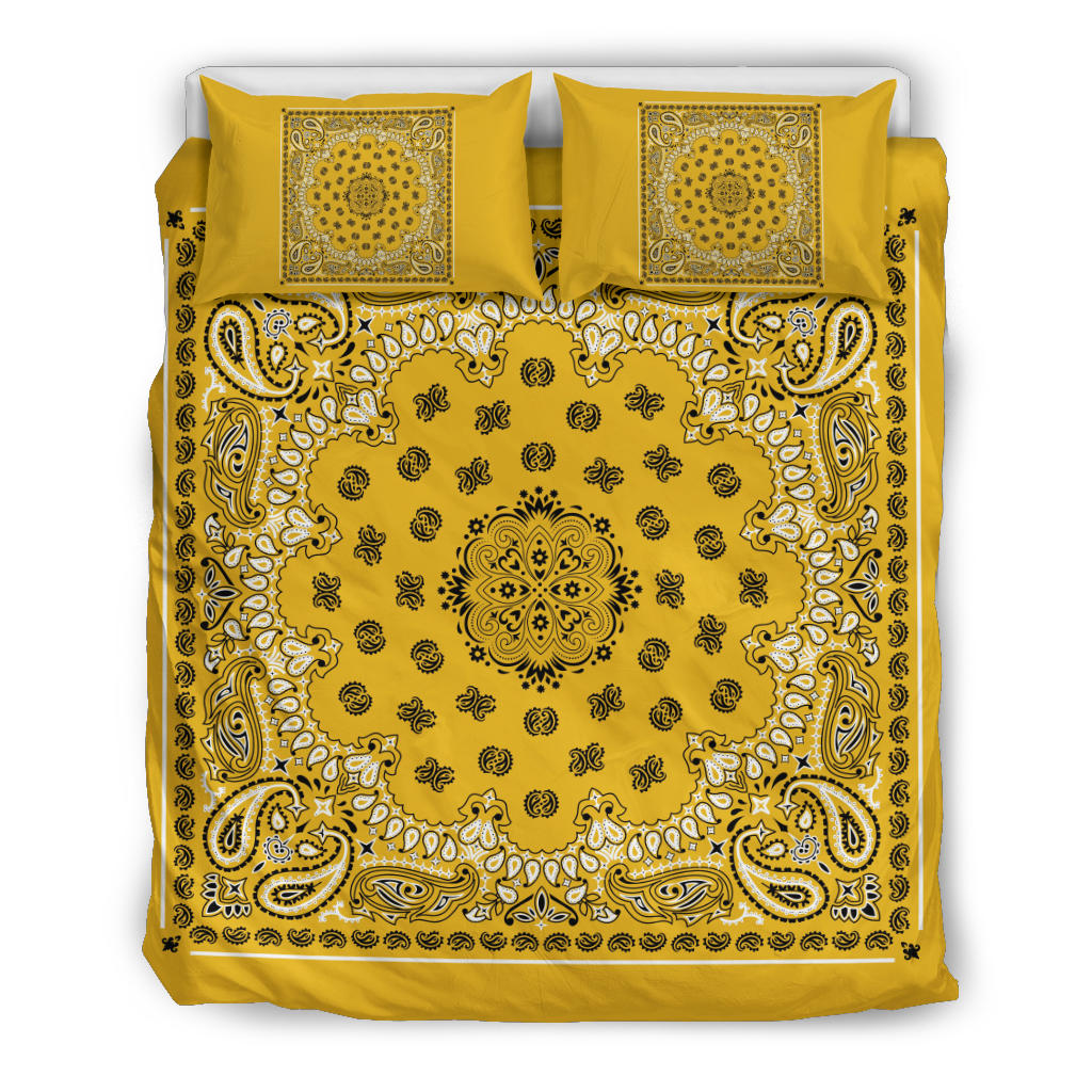 D4 Duvet Cover Set - Traditional Gold Bandana w Shams