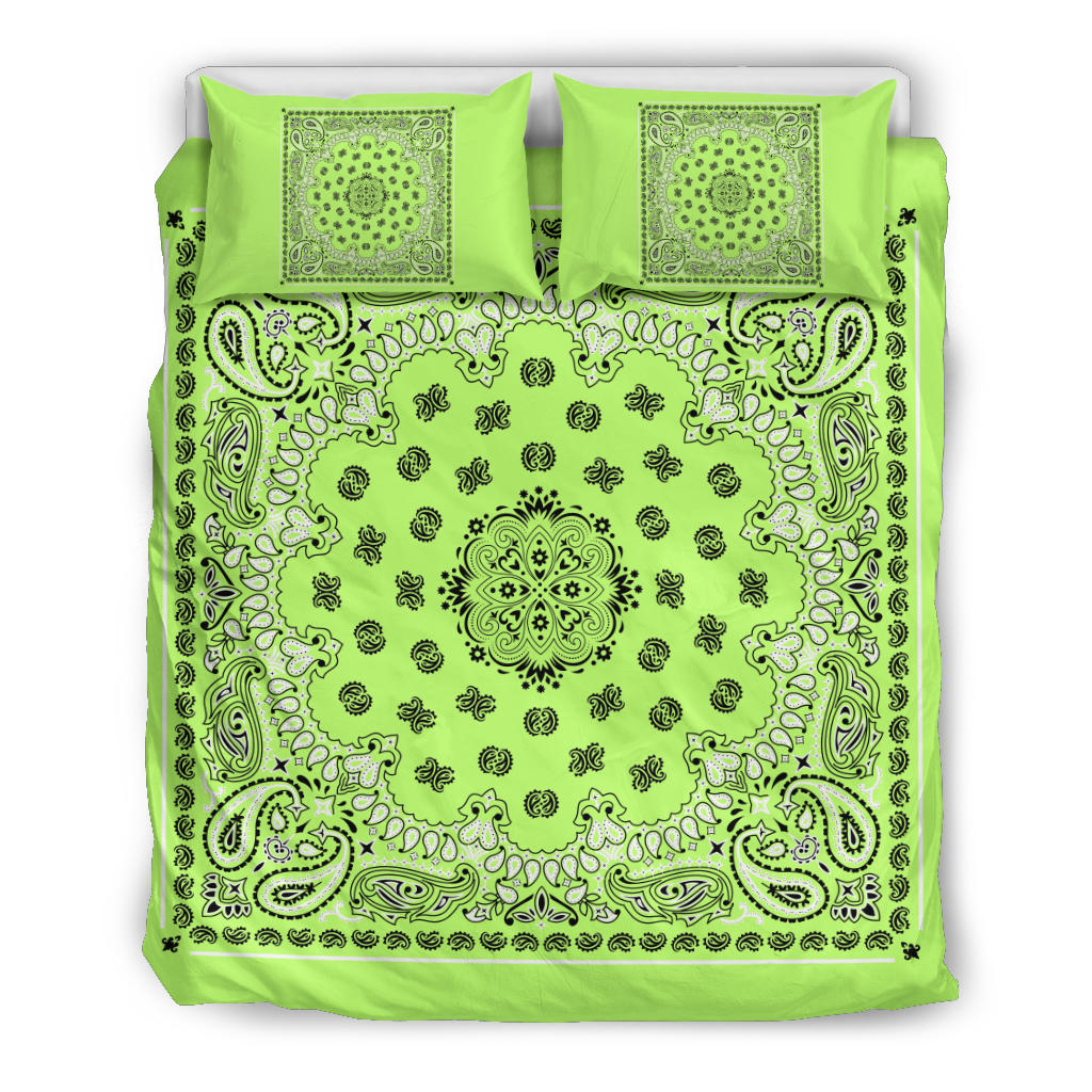 D4 Duvet Cover Set - Traditional Lime Bandana w Shams
