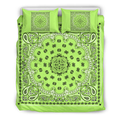 D4 Duvet Cover Set - Traditional Lime Bandana w Shams