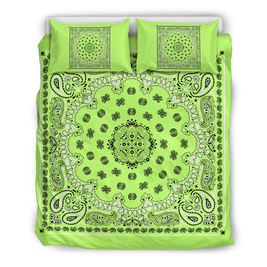 D4 Duvet Cover Set - Traditional Lime Bandana w Shams