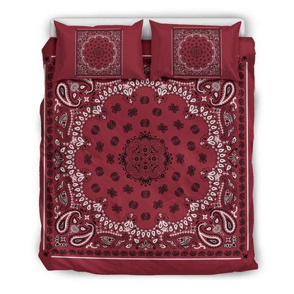 D4 Duvet Cover Set - Traditional Maroon Bandana w Shams