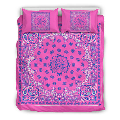 D4 Duvet Cover Set - Pink and Blue Bandana w Shams