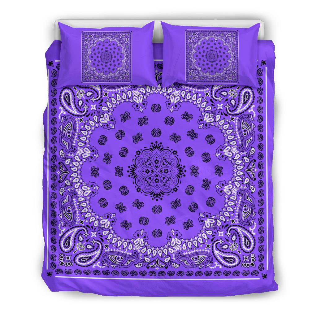 D4 Duvet Cover Set - Traditional Purple Bandana with Shams