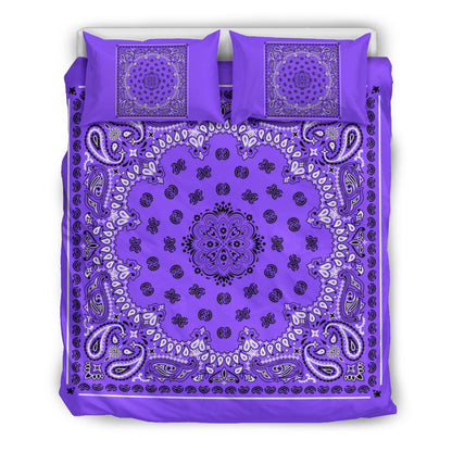 D4 Duvet Cover Set - Traditional Purple Bandana with Shams