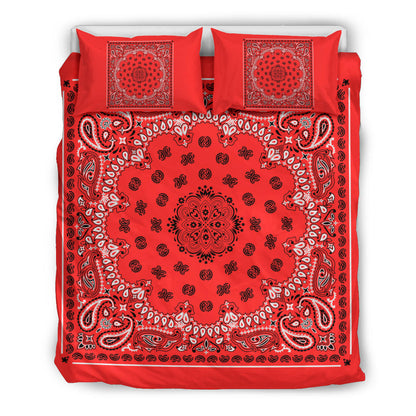 D4 Duvet Cover Set - Traditional Red and Black w Shams