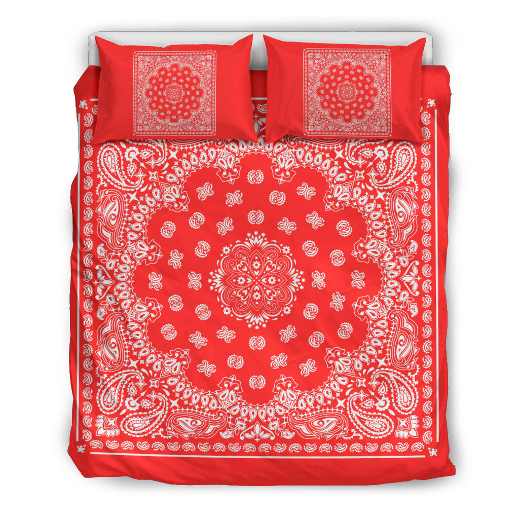 D4 Duvet Cover Set - Red and White Bandana w Shams