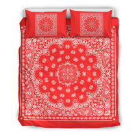 D4 Duvet Cover Set - Red and White Bandana w Shams