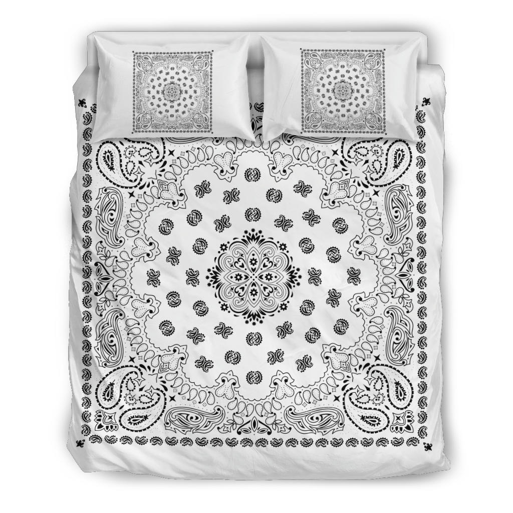 D4 Duvet Cover Set - Traditional White Bandana w Shams