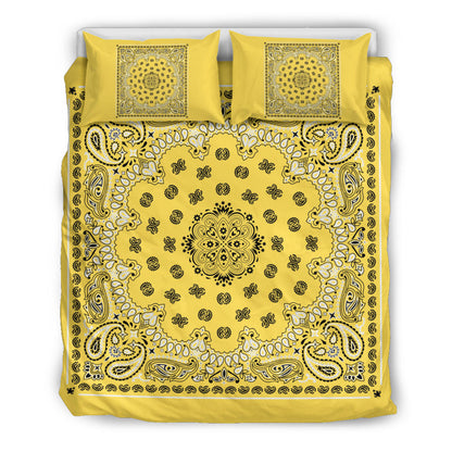 D4 Duvet Cover Set - Traditional Yellow Bandana w Shams
