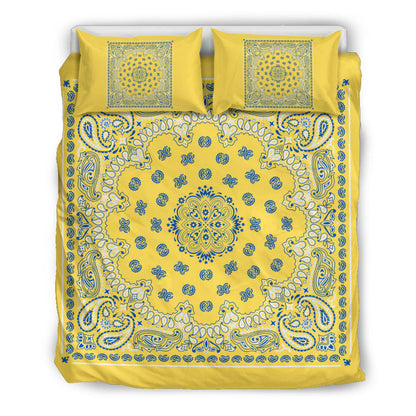D4 Duvet Cover Set - Yellow and Blue Bandana with Shams