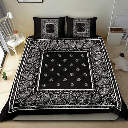 Duvet Cover Set - Black White Bandana