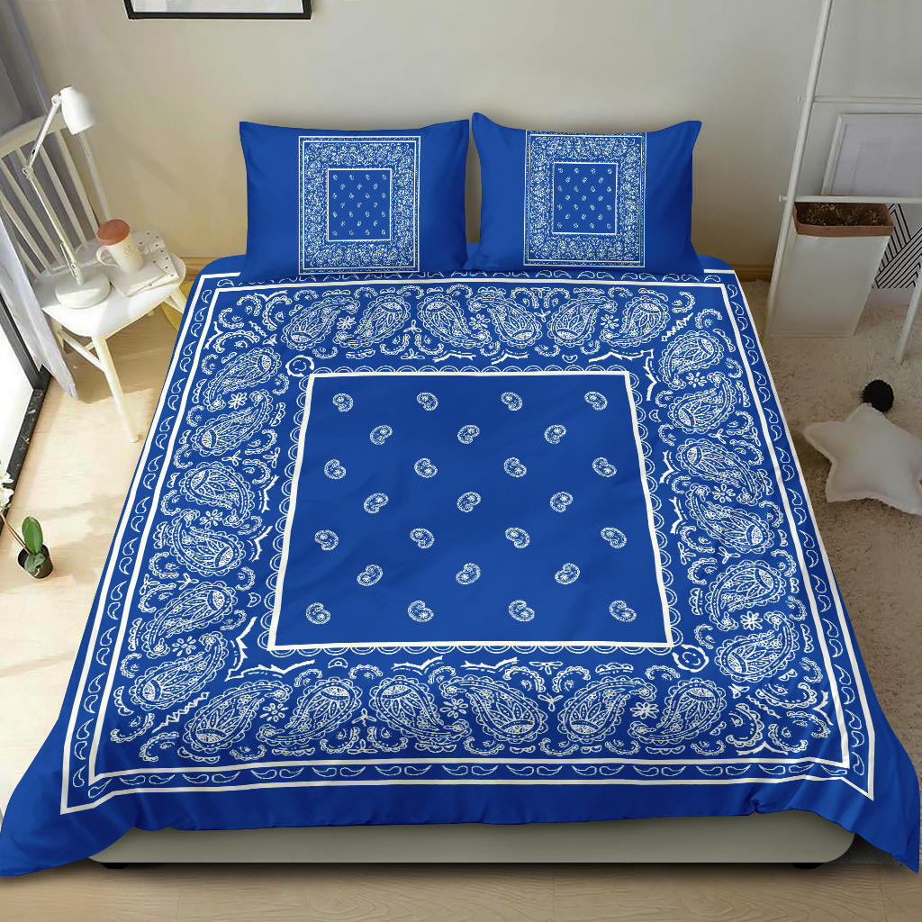 Duvet Cover Set Blue and White Bandana