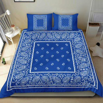 Duvet Cover Set Blue and White Bandana