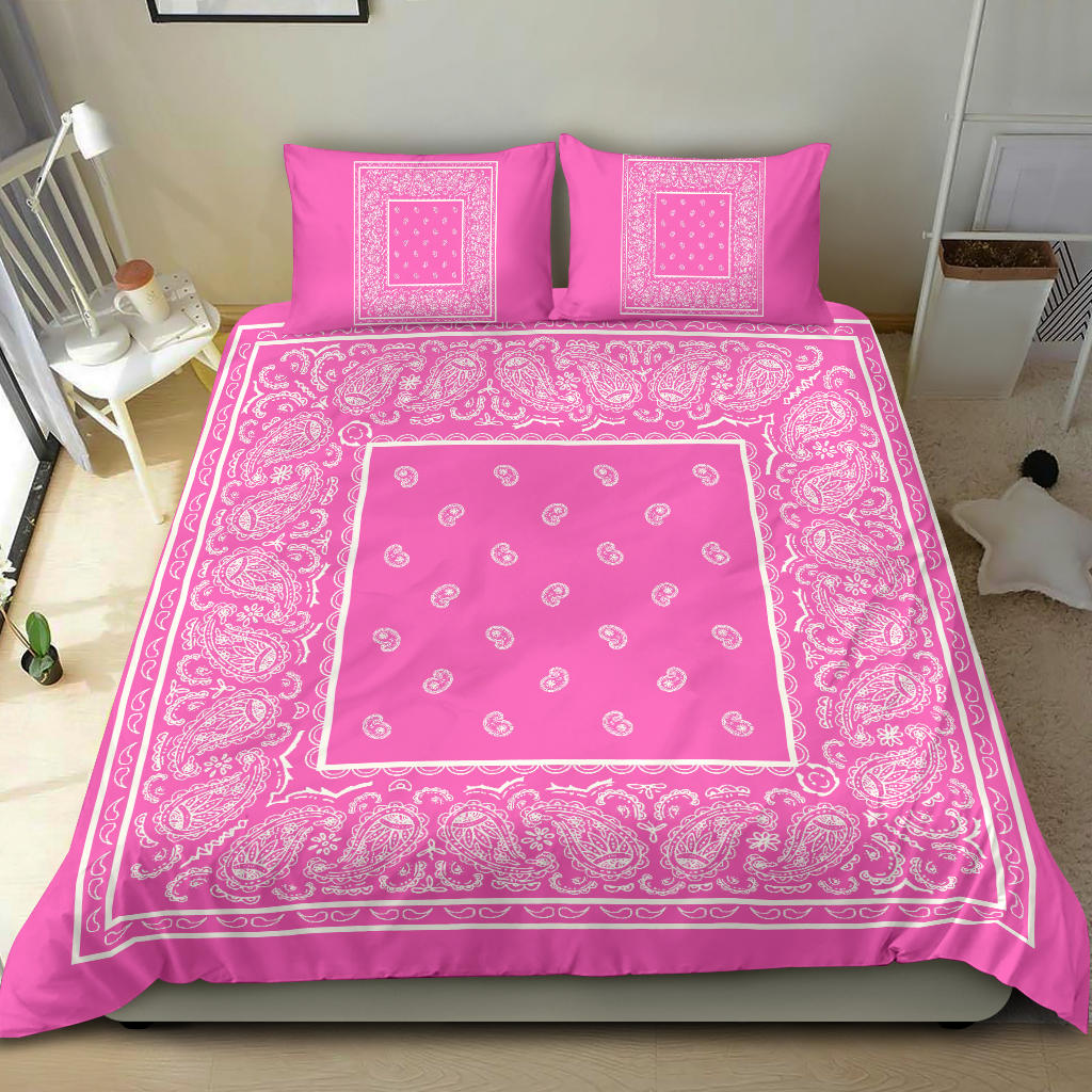 Duvet Cover Set Pink and White Bandana