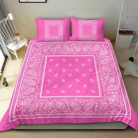 Duvet Cover Set Pink and White Bandana