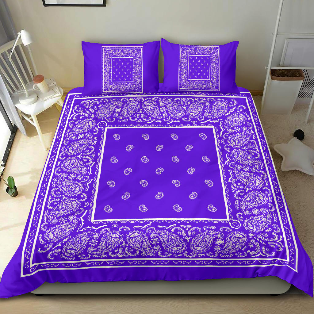 Duvet Cover Set - Violet and White Bandana