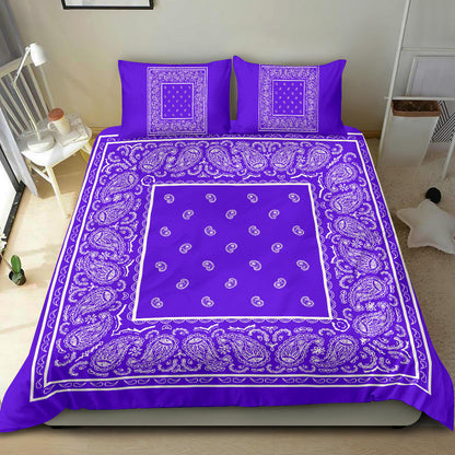 Duvet Cover Set - Violet and White Bandana