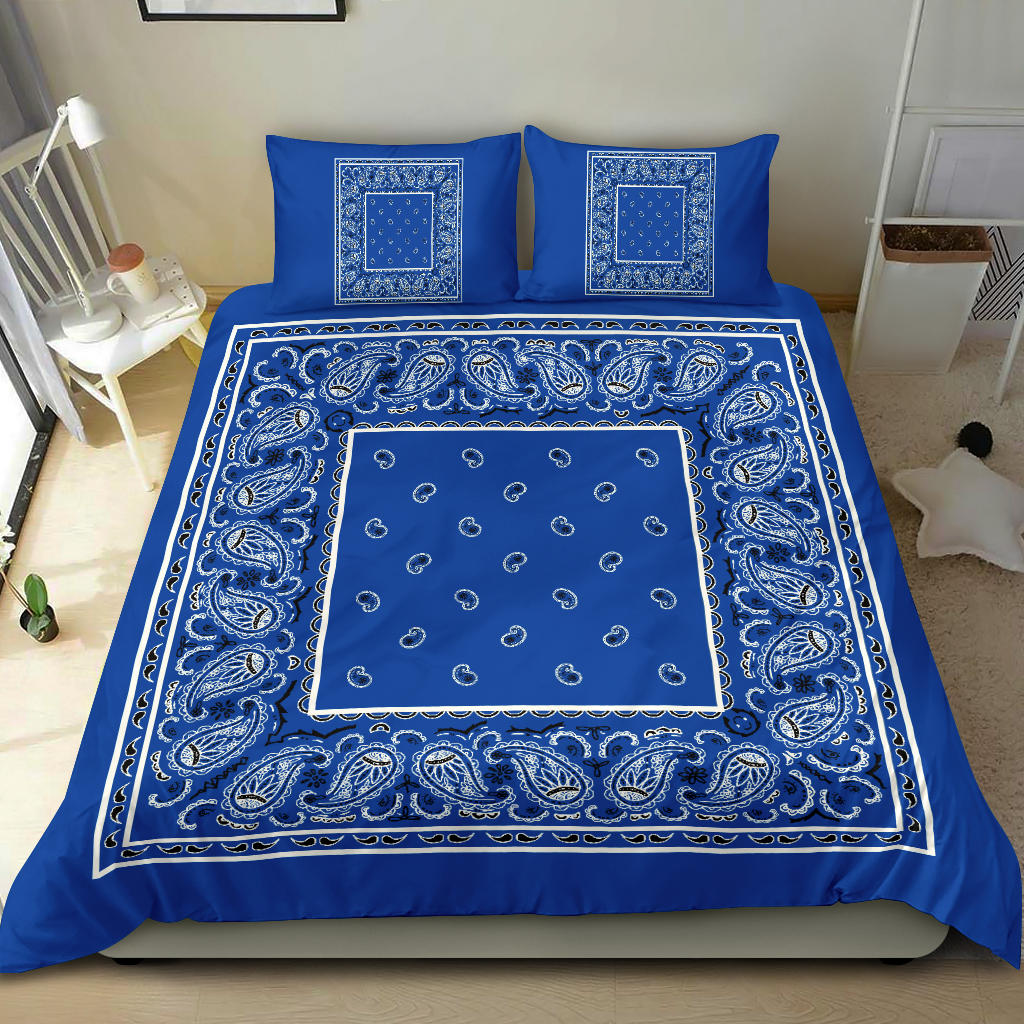 Duvet Cover Set - Blue and Black Bandana