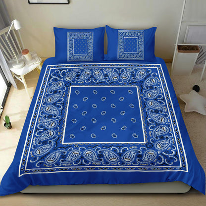 Duvet Cover Set - Blue and Black Bandana