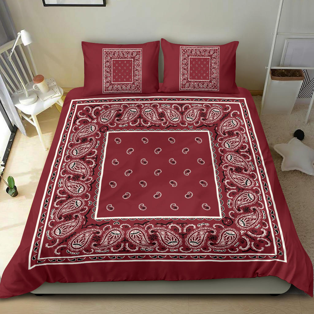 Duvet Cover Set - Traditional Maroon Bandana