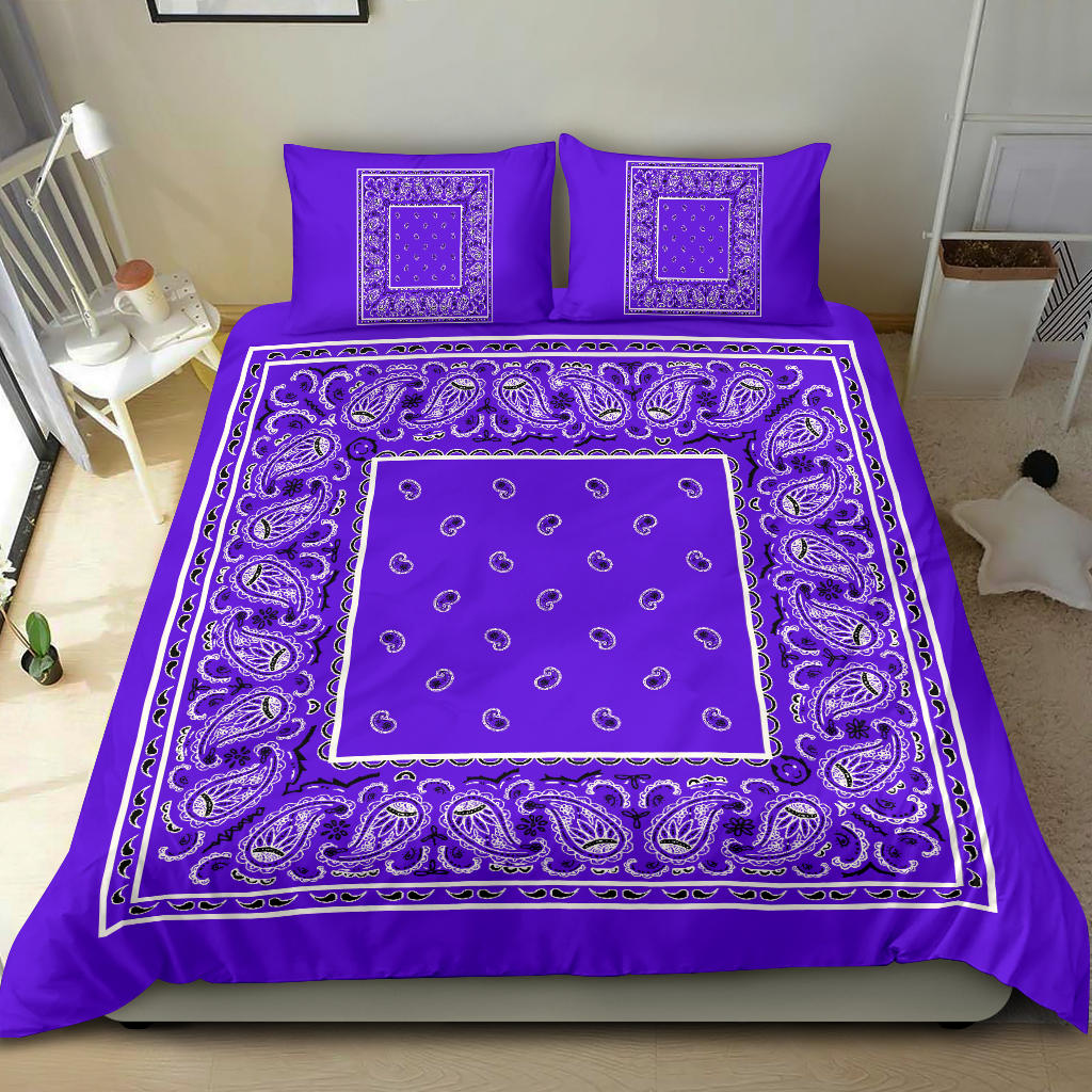 Duvet Cover Set - Violet and Black Bandana