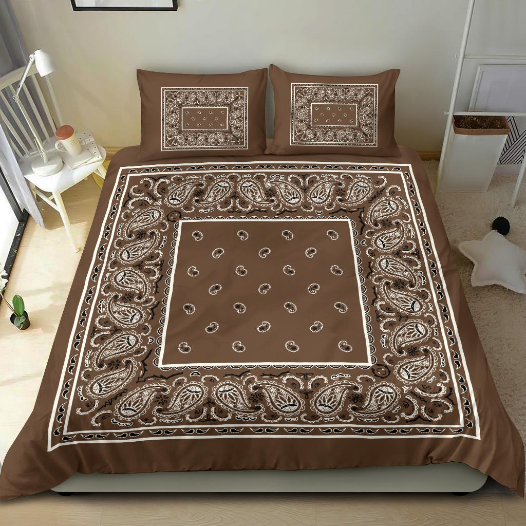 Duvet Set - Coffee Brown Traditional Bandana W Shams
