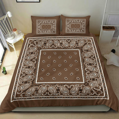 Duvet Set - Coffee Brown Traditional Bandana W Shams