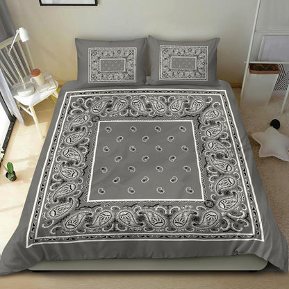 Duvet Set - Gray Traditional Bandana w Shams