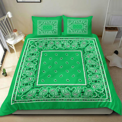 Duvet Set - Green Traditional Bandana w Shams