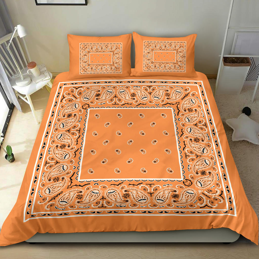 Duvet Set - Orange Traditional Bandana w Shams