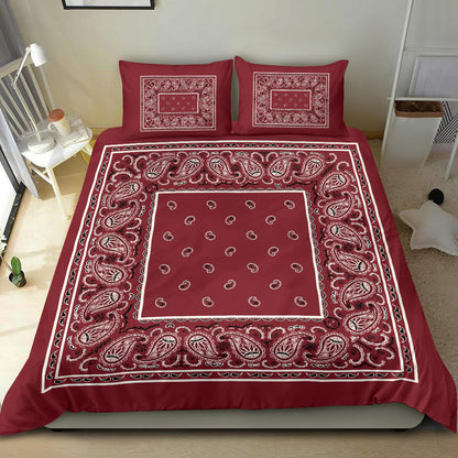 Duvet Set - Maroon Traditional Bandana w Shams