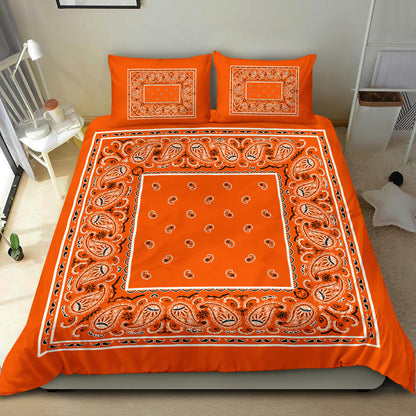 Duvet Set - Bright Orange Traditional Bandana w Shams