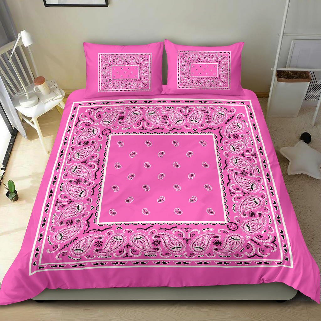 Duvet Set - Pink Traditional Bandana w Shams