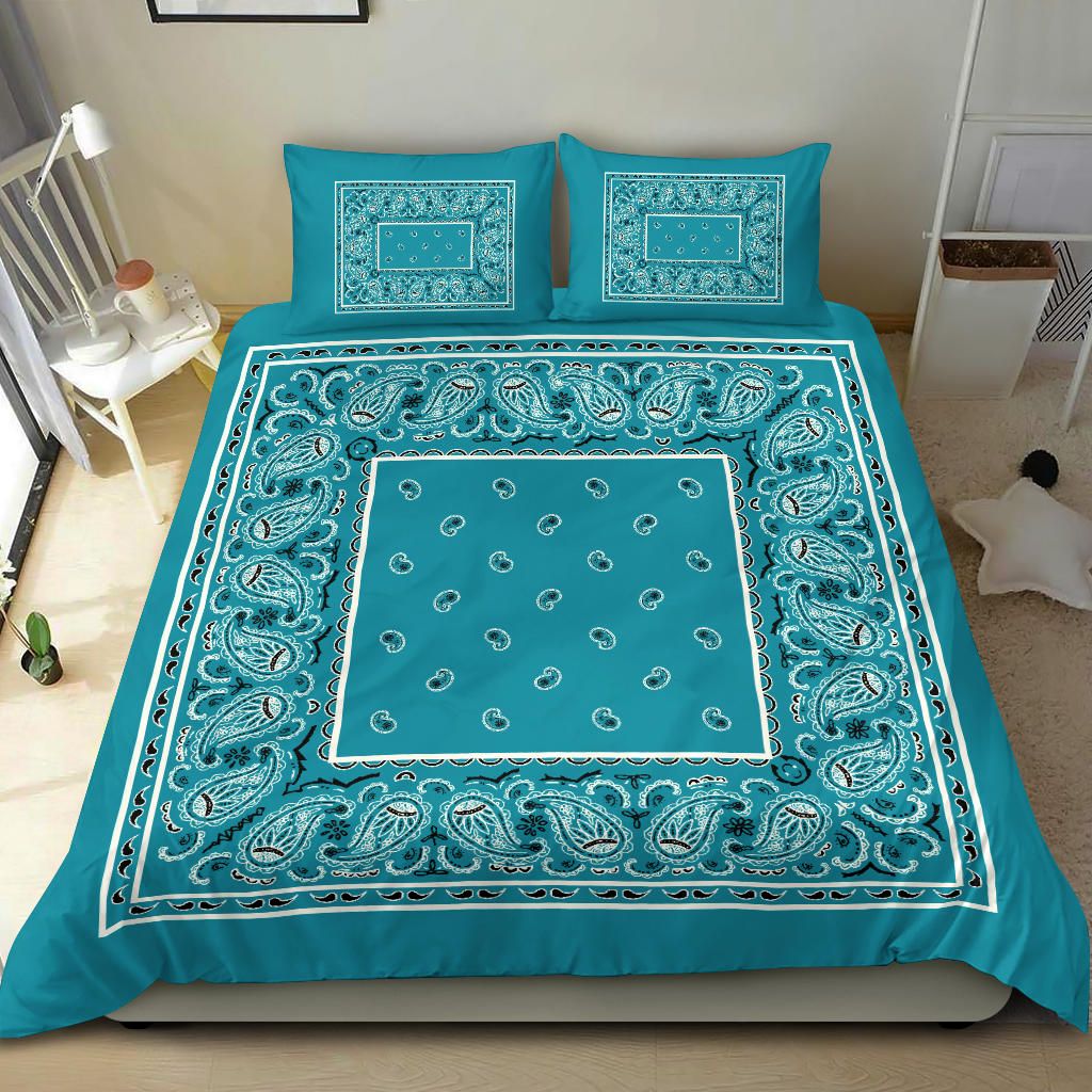 Duvet Set - Teal Traditional Bandana w Shams