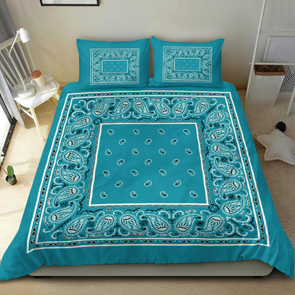 Duvet Set - Teal Traditional Bandana w Shams
