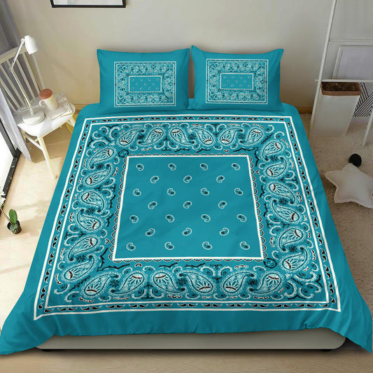 Duvet Set - Teal Traditional Bandana w Shams