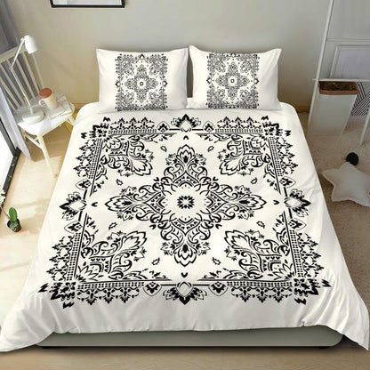 Duvet Cover Set - Black on White d2 Bandana w Shams