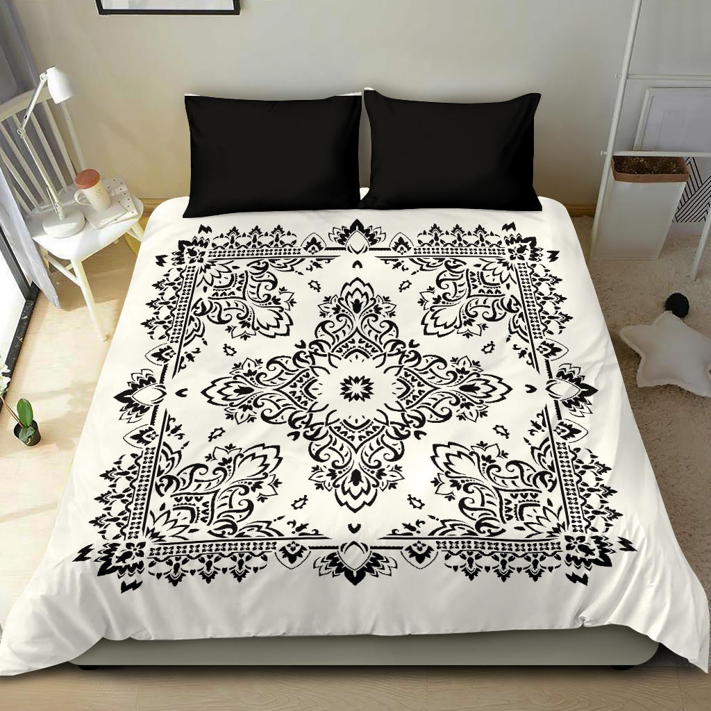 D2 Duvet Set - Black on White Bandana w Shams