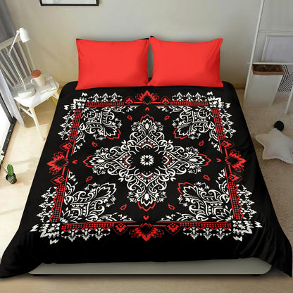 D2 Duvet Set - Black Bandana Red Shams